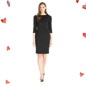 Calvin Klein 3/4 Sleeve Split Neck Sheath Dress